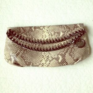 HENRI BENDEL Snake Print Clutch, necklace included